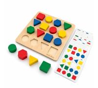 Amagogo Jeu d'Arithmétique Enfants Planche Géométrique Blocs Éducatifs Trieur de Formes Puzzle Bois et Papier pour Reconnaissance des Formes et Coordination