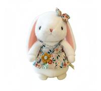 Amagogo Lapin en Peluche Poupée Enfants Peluche Douce Robe à Fleurs Compagnon Rêve Confort Moelleux Doux Convenant pour Cadeaux Décoration Intérieure, Gris Clair