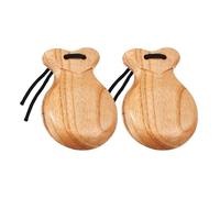 Amagogo Lot de 2 castagnettes espagnoles en Bois avec Cordes pour percussions, pour Spectacles, Cours de Musique, rassemblements, Pratiques, Couleur du Bois