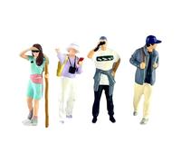 Amagogo Lot de 4 figurines de diorama 1/64, personnages de la rue, kits de construction de modèles en résine, figurines miniatures de camping
