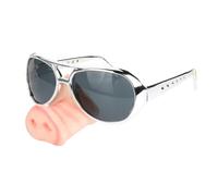 Amagogo Lunettes de soleil à gros nez de cochon, lunettes de soleil de fête, déguisement pour mascarade d'anniversaire, Argent