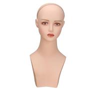 Amagogo Mannequin de Tête de Femme, Support Lisse, Modèle D'affichage avec épaule pour Postiche, Bijoux, Boucles D'oreilles, écharpe, Petit Rouge à Lèvres