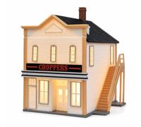 Amagogo Miniature Building Scene Maquette Bâtiment Taverne Diorama Modèle Réduit Scène Construction Solide en PETG Plastique Toit à Pignon et Cheminée Brique, Maquette De Bar, avec Éclairage