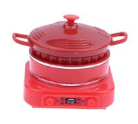 Amagogo Miniature Induction Cuisinière Modèle avec Casserole Intégrée Décoration Cuisine 1/12 Élément Miniaturisé Équipement Réaliste Adapté Amateurs de, Rouge