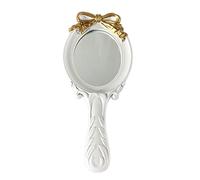 Amagogo Miroir de maquillage portable pour fille étudiante poignée antidérapante Belle poignée Miroirs Princesse Miroir cosmétique Miroir ovale, Blanche