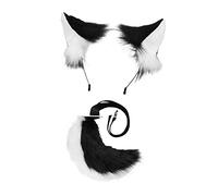Amagogo Oreilles de chat et grande queue habiller bandeau décoration Cosplay ensemble pour enfants hommes femmes scène spectacles anniversaire fêtes, noir