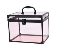 Amagogo Organisateur de Maquillage en Acrylique, présentoir à cosmétiques, boîte Couronne élégante, Rangement Transparent pour Outils de Maquillage, Mallette, Noir Transparent Rose