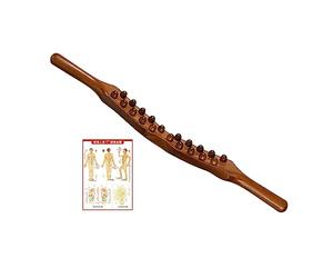 Amagogo Outil de massage Gua Sha Grattage Outil de massage avec tableau d'affiches d'acupoint Massage et relaxation relaxante Bois de hêtre pour la taille, carbonisé