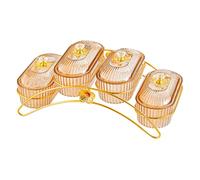 Amagogo Panier à fruits, plateau à goûter, plateau petit-déjeuner avec couvercles, bol de rangement pour la maison, les fêtes, le comptoir ou le restaurant, Ambre