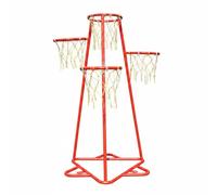 Amagogo Panier de Basket Enfant Support Multi-cerceaux Rack But Entraînement Adresse et Concentration Châssis Renforcé Usage Régulier Convient de Jeux Cour d'École Maison, Rouge Vif