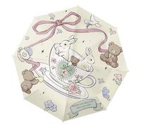 Amagogo Parapluie de Voyage Compact Portable, Ours Mignon pour l'extérieur, Coupe-Vent, Parapluie Pliant, Parapluie de Soleil et de Pluie pour Filles et, Ouverture Manuelle à 5 Volets