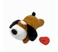 Amagogo Peluche Chien Fonction Battement Cœur Compagnon en Peluche Simulateur Pultion Apainte Facile à Utiliser pr Adultes, Temps Calme, Brun