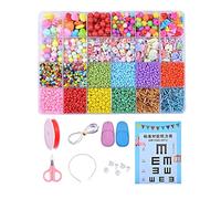 Amagogo Perles colorées lâche Fil élastique Lettre Perles Perles carrées Perle Ronde pour Fournitures d'artisanat Breloques Bandeau Fabrication Bracelet à, Style b