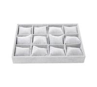 Amagogo Plateau à Bijoux en Velours Anti-Rayures, Organiseur de Bijoux élégant pour Hommes et Femmes, 12 Compartiments pour commodes, étagères, magasins, Gris