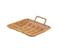 Amagogo Plateau de service tressé, polyvalent et, décoratif et muni d'une poignée, idéal pour la maison, pour les aliments, les desserts, le, Petit