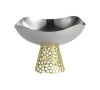 Amagogo Plateau Inox Plateau de Service Coupe sur Pied Corbeille Centre de Table Panier Décoratif Structure Ajourée Vers le Haut pour Stabilité et Légèreté, 215 215 150mm