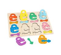 Amagogo Puzzle Serrure n Bois Développement Cognitif Planche D'éveil Encastrements Clés Bords Lisses J Éducatif pr École Maternelle