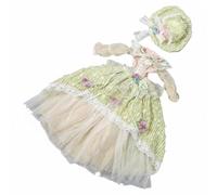 Amagogo Robe Lolita pour Femmes Accompagnée de Quatre Mots-clés Essentiels Méticuleusement Sélectionnés Comprenant Robe Poupée, Jaune, Vert Clair, Robe De Bal avec Chapeau Et Papillons Décoratifs
