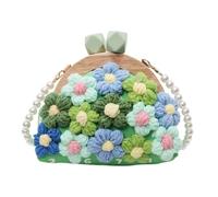 Amagogo Sac à Crochet Floral Petit avec des Perles de Sangle à Mode à bandoulière Portable à bandoulière Portable, Vert