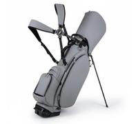 Amagogo Sac Trépied de Golf Portable Sac de Porte Fourreau en Cuir PU Mat Léger et Compact avec Poche Isotherme Reste Debout sur Gazon Adapté au Parcours Entraînement Parties Quotidiennes, Gris