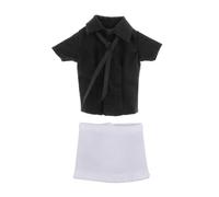 Amagogo Vêtements de poupée pour femme à l'échelle 1/12, combinaison complète, jupe courte, chemise et cravate, costume élégant fait à la main pour, Chemise Noire