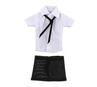 Amagogo Vêtements de poupée pour femme à l'échelle 1/12, combinaison complète, jupe courte, chemise et cravate, costume élégant fait à la main pour, Chemise Blanche