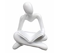 AMAHPSPE Statue de penseur en Train de Lire - Figurine d'art Abstrait - Décoration d'intérieur Moderne - Décoration Blanche - Figurines de penseur Blanches pour Salon, étagères, bibliothèque, Bureau,