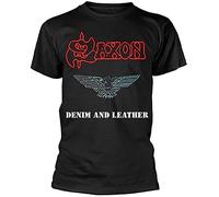 AmAirArT Saxon Denim & Leather Mens Outdoor Graphic T-Shirt Black L