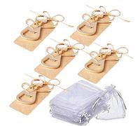 Amajoy Lot de 25 décapsuleurs dorés double cœur avec étiquette de force et sac Favor Bag cadeau de faveur de mariage pour invités souvenirs de fête prénatale