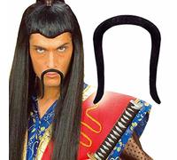Amakando Fausse Barbe samouraï Japonais Moustache de Chinois Collante baccantes mongole Autocollant - Noir Asie soirée Chine Guerrier Accessoire déguisement