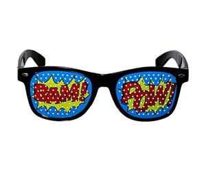 Amakando pour compléter Costume Pop Art Lunettes Papillon & Bretelles/Taille Unique/Accessoires Multicolores pour Adulte Style Dessin animé/Idéal pour Carnaval & soirée à thème