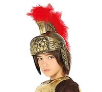 Amakando Superbe Casque d'enfant Gladiateur/Or-Rouge/Casque de Protection Centurion légionnaire/Idéal pour Carnaval d'enfants & cortège
