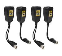 AMAKO 4PCS HD Video Balun Set pour CCTV, CVI TVI AHD CVBS, 12V 48V, Protection du Courant Transitoire Thunder, ABS Accessoires SystèMe De SéCurité du Logement
