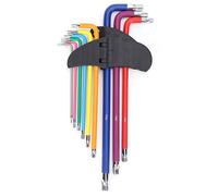 AMAKO Jeu De 9 CléS Hexagonales éToile Super Longues, Clé Multicolore T10 T50 Pour VéLo, RéParation En Magasin à Domicile, Acier 45 Durable