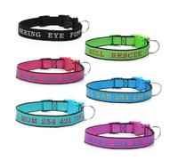 Amakunft Collier pour chien personnalisé avec nom - Collier réglable en nylon robuste avec nom brodé numéro de téléphone pour animaux de compagnie de petite et grande taille (DIY02)