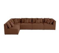 Amalfi - canapé modulable d'angle réversible - 5 places - en tissu - Terracotta