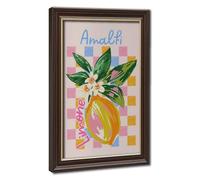 Amalfi Lemons - Impression sur toile colorée rétro méditerranéenne pour décoration de cuisine, chambre à coucher, bureau, chambre, cadeau 50,8 x 76,2 cm (L x l)