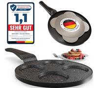Amalindo Poêle à pancake Ø 26cm - Poêle à œufs au plat - Revêtement antiadhésif - Convient pour tous les types de cuisinières, induction, poêle à 4 trous pour crêpes, œufs frits, crêpes
