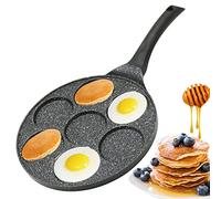 Amalindo Poêle à pancake - Diamètre : 26 cm - Pour 7 œufs - Revêtement anti-adhésif - Poêle à crêpes à induction - Poêle à œufs pour pancakes, œufs au plat, crêpes