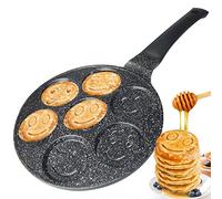 Amalindo Poêle à pancake - Diamètre : 26 cm - 7 trous - Revêtement antiadhésif - Poêle à crêpes à induction - Poêle à œufs pour pancakes, œufs au plat, crêpes, œufs au plat