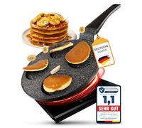 Amalindo Poêle à pancake Ø 26cm - Poêle à œufs au plat - Revêtement antiadhésif - Convient pour tous les types de cuisinières, induction, poêle à 4 trous pour crêpes, œufs frits, crêpes
