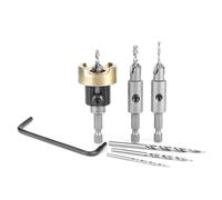 Amana Tool AMS-628 Lot de 6 fraises coniques avec butée de profondeur de foret réglable et roulement à billes, tige à dégagement rapide et forets HSS de rechange, AMS-628