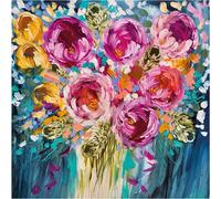Amanda Brooks - Poster "Tulipe dorée, pivoine et banksia" PM4232 (60 cm x 60 cm) (Rose/Bleu/Jaune)