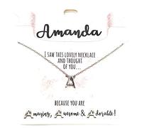 Amanda - Collier « E » Pendentif Personnalisable - Magnifique collier personnalisé en argent avec diamant brillant sur le bas de la lettre., 42cm chain, Alliage de métal composite