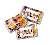 Amanda Creation Groovy Lot de 45 mini étiquettes autocollantes pour fête d'anniversaire sur le thème des fêtes d'anniversaire, 3,6 x 6,6 cm, idéales pour les cadeaux de fête