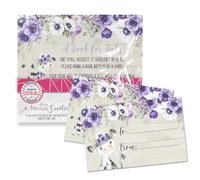 Amanda Creation Lot de 20 cartes à insérer double face 6,3 x 10,2 cm Motif vache florale aquarelle Violet