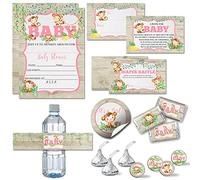 Amanda Creation Lot de 20 invitations de fête prénatale avec enveloppes + 4 tailles différentes d'autocollants décoratifs, tickets de couches et cartes de livre