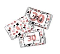 Amanda Creation Lot de 45 mini étiquettes autocollantes à enrouler pour 30e anniversaire Motif à pois Doré rose 3,6 x 6,6 cm