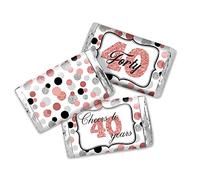 Amanda Creation Lot de 45 mini étiquettes autocollantes à enrouler pour 40e anniversaire Motif à pois Doré rose 3,6 x 6,6 cm