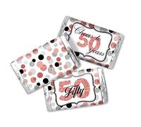 Amanda Creation Lot de 45 mini étiquettes autocollantes pour 50e anniversaire Motif confettis Or rose 3,6 x 6,6 cm